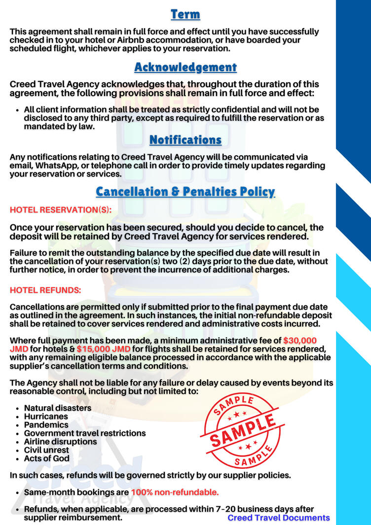 Cancellation Policy and Penalties Cancellation Policy and Penalties